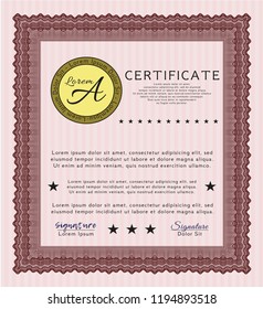 Red Awesome Certificate template. Retro design. With linear background. Customizable, Easy to edit and change colors. 