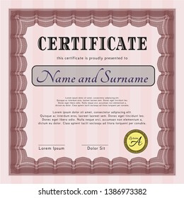 Red Awesome Certificate template. Sophisticated design. Printer friendly. Detailed. 