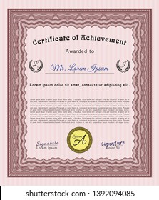 Red Awesome Certificate template. Sophisticated design. Vector illustration. Printer friendly. 