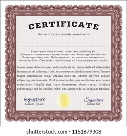 Red Awesome Certificate template. Superior design. Vector illustration. Complex background. 