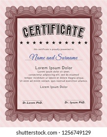  Red Awesome Certificate template. Superior design. Detailed. With complex background. 