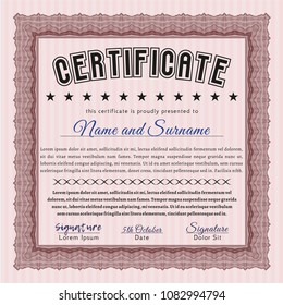 Red Awesome Certificate template. Vector illustration. With quality background. Money Pattern design. 