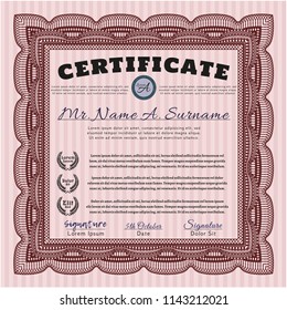 Red Awesome Certificate template. Vector illustration. Printer friendly. Lovely design. 
