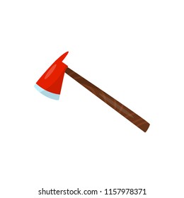 Red axe, equipment of firefighter vector Illustration on a white background