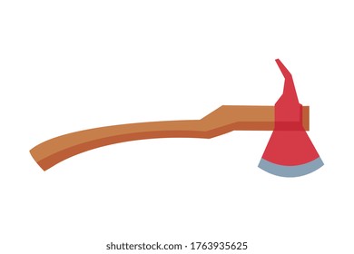 Red Axe Firefighting Equipment Flat Style Vector Illustration on White Background