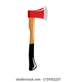 Arax rojo aislado en estilo plano. El hacha de Fireman. Símbolo de leñador. Ilustración del vector