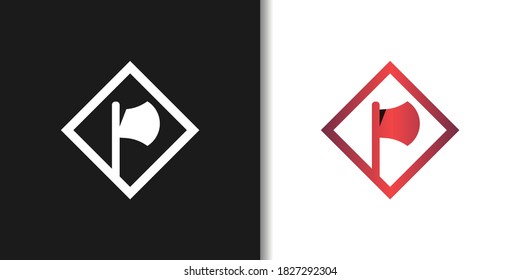 red axe logo idea template vector set