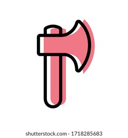 Red axe tool clip art, bush craft logo, lumberjack symbol illustration - Vector