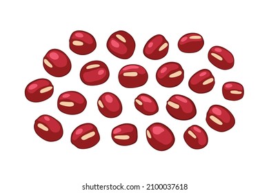 Red Azuki beans isolated on white background.