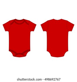 red baby bodysuit romper isolated vector on the white background