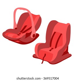 Red Baby Car Seats Set Vector