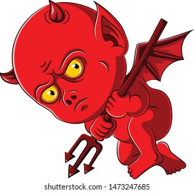 A Red Baby Devil With Trident