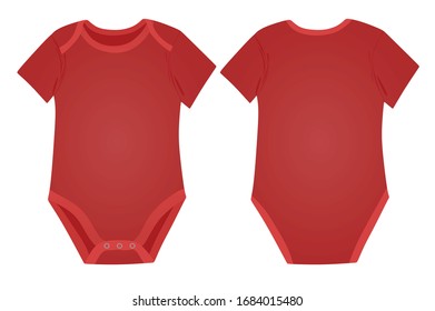 Red  baby girl bodysuit. vector illustration