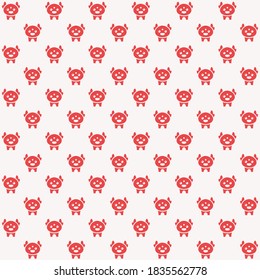 Red baby lamb standing front view on a white background repeat pattern