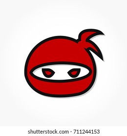 Red Baby Ninja Kid Icon Head With Angry Eyes And Shadow Effect