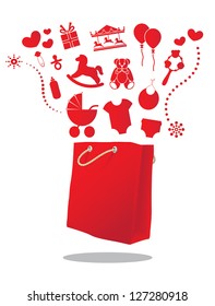 red baby shopping bag