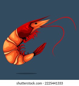 Red Baby Shrimp Isolated on Blank Background