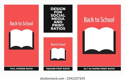 Red Back to school set for social media and print ratios vector set social media set