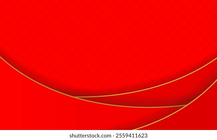 The red backdrop features gold curves and intricate patterns, perfect for a luxury or celebratory theme. Abstract designs are suitable for holiday greetings, invitations, or premium branding