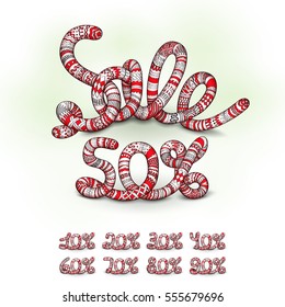 Red backdrop text Sale with all digits and percentage sign