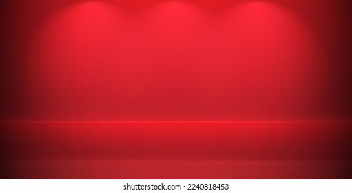 Red background with 3 studio lamp