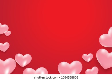 Red background with 3D hearts suitable for web design and posters vector illustration