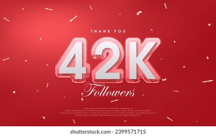 Red background for 42k followers celebration.