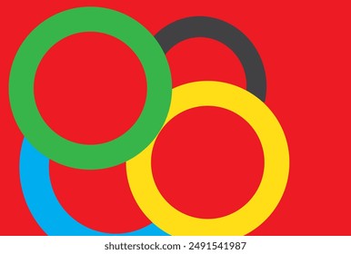 Red background with abstract circles.