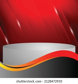 Red background abstract with gradient in studio and wall texture vector, empty room studio used for product presentation, Red wallpaper with shine use for product shooting