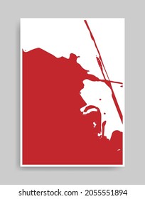 red background. Abstract illustration minimalist style for poster, book cover, flyer, brochure, logo.