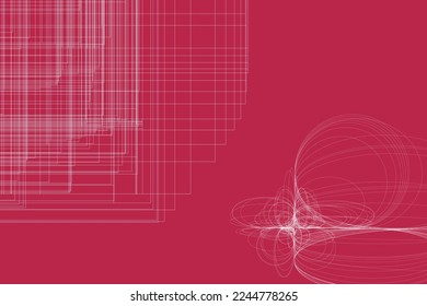 roter Hintergrund mit abstrakten Linien und Kreisen. Vektormuster.