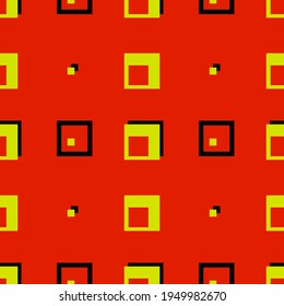 Fondo rojo y estilo abstracto mínimo. Cuadros vectoriales amarillos y negros.