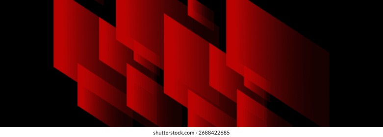 Fundo vermelho com formas quadradas abstratas, conceito de banner dinâmico e esportivo.