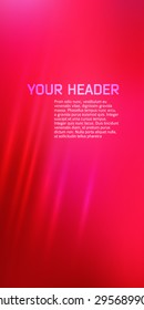 Red background advertising brochure design elements. Blurry light glowing graphic form for elegant flyer. Vector illustration EPS 10 for booklet layout, wellness leaflet, newsletters beauty salon
