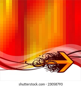 Red background with arrow