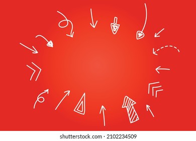 fondo rojo con flechas que apuntan al centro para resaltar un texto