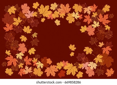 Red background of autumn leaves