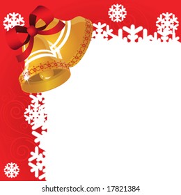 Red  background with  bells and frosty patterns