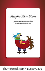 Red background with bird and place for text
