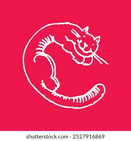 a red background with a black cat icon on it, animal, 