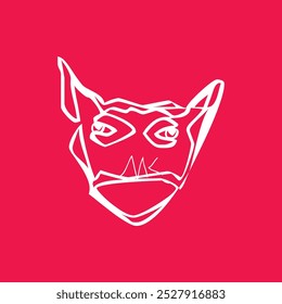a red background with a black cat icon on it, animal, 