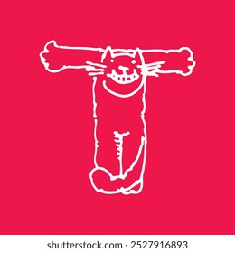 a red background with a black cat icon on it, animal, 