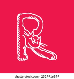un fondo rojo con un icono de gato negro en él, animal, 