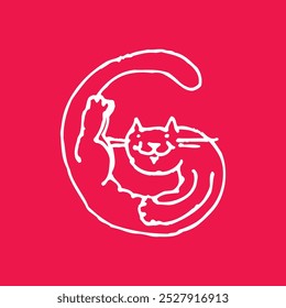 un fondo rojo con un icono de gato negro en él, animal, 