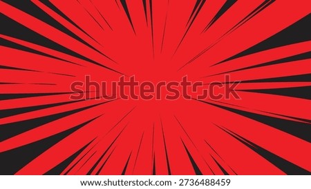 red background with black comic exploding lines decoration