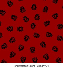 red background with black design element