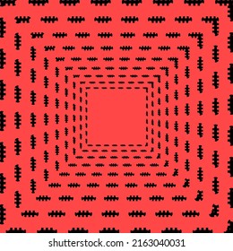 Fondo rojo con líneas punteadas negras para la imagen de fondo.