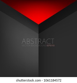 Red background with black geometric triangle and black space overlap layer for text and background design