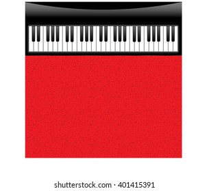 red background with black piano