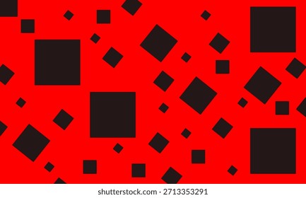 Un fondo rojo con cuadrados negros. La Imagen crea un diseño moderno y abstracto